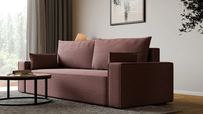 Sofa RENA 3-osobowa z funkcją spania sztruksowa