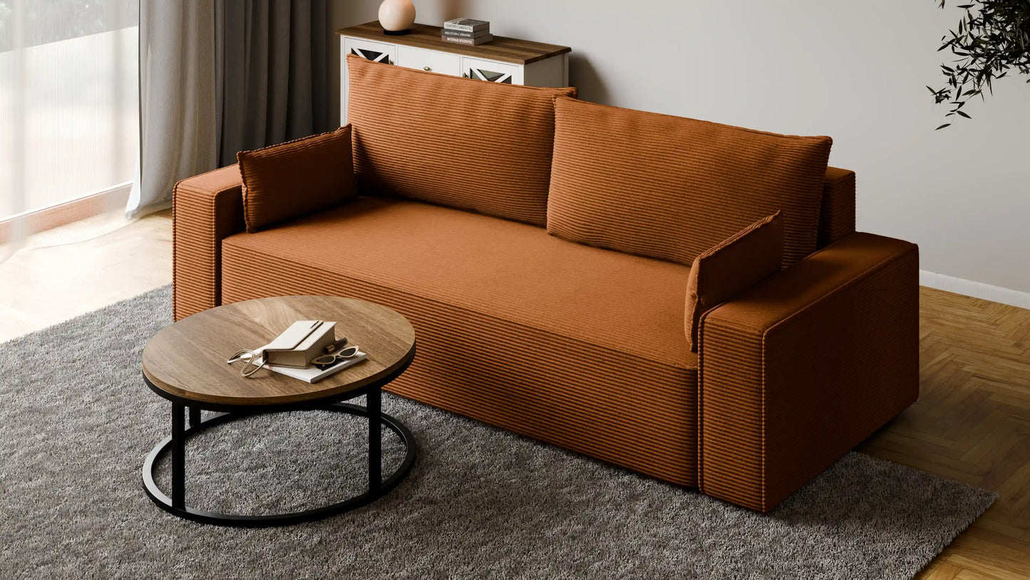 Sofa RENA 3-osobowa z funkcją spania sztruksowa