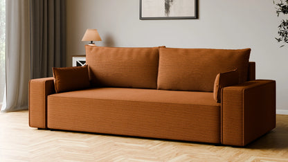 Sofa RENA 3-osobowa z funkcją spania sztruksowa