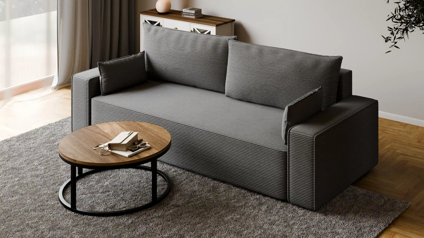 Sofa RENA 3-osobowa z funkcją spania sztruksowa