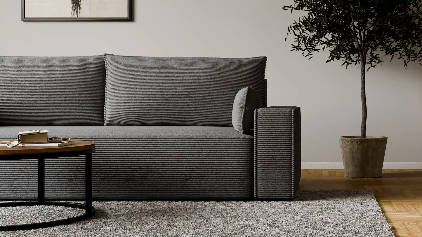 Sofa RENA 3-osobowa z funkcją spania sztruksowa