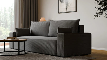 Sofa RENA 3-osobowa z funkcją spania sztruksowa