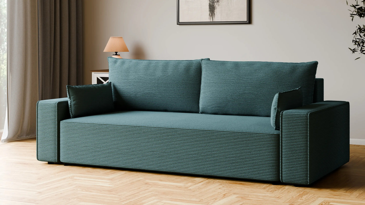 Sofa RENA 3-osobowa z funkcją spania sztruksowa