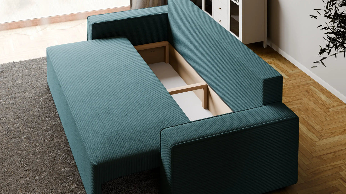 Sofa RENA 3-osobowa z funkcją spania sztruksowa