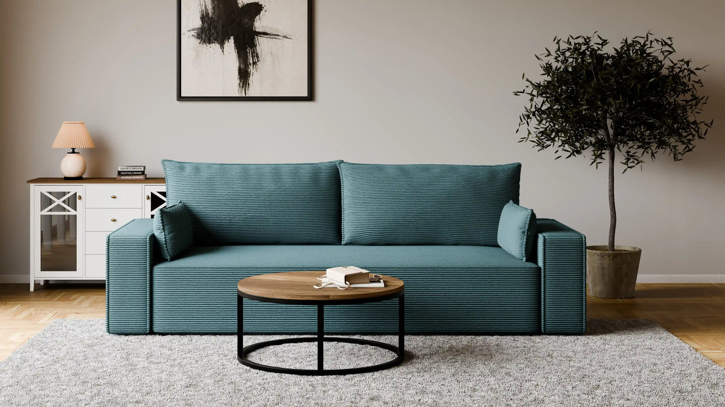 Sofa RENA 3-osobowa z funkcją spania sztruksowa