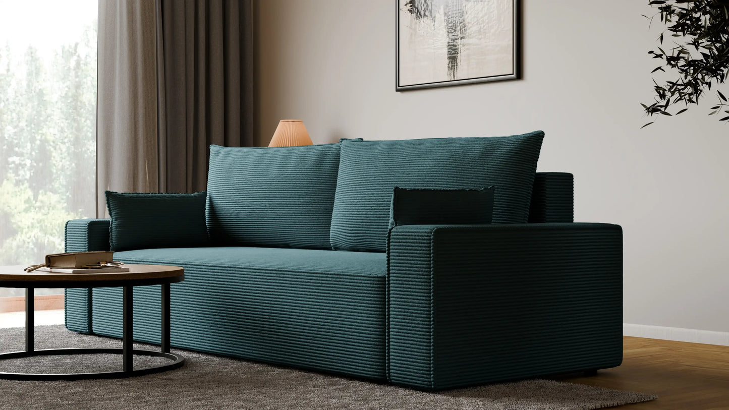 Sofa RENA 3-osobowa z funkcją spania sztruksowa