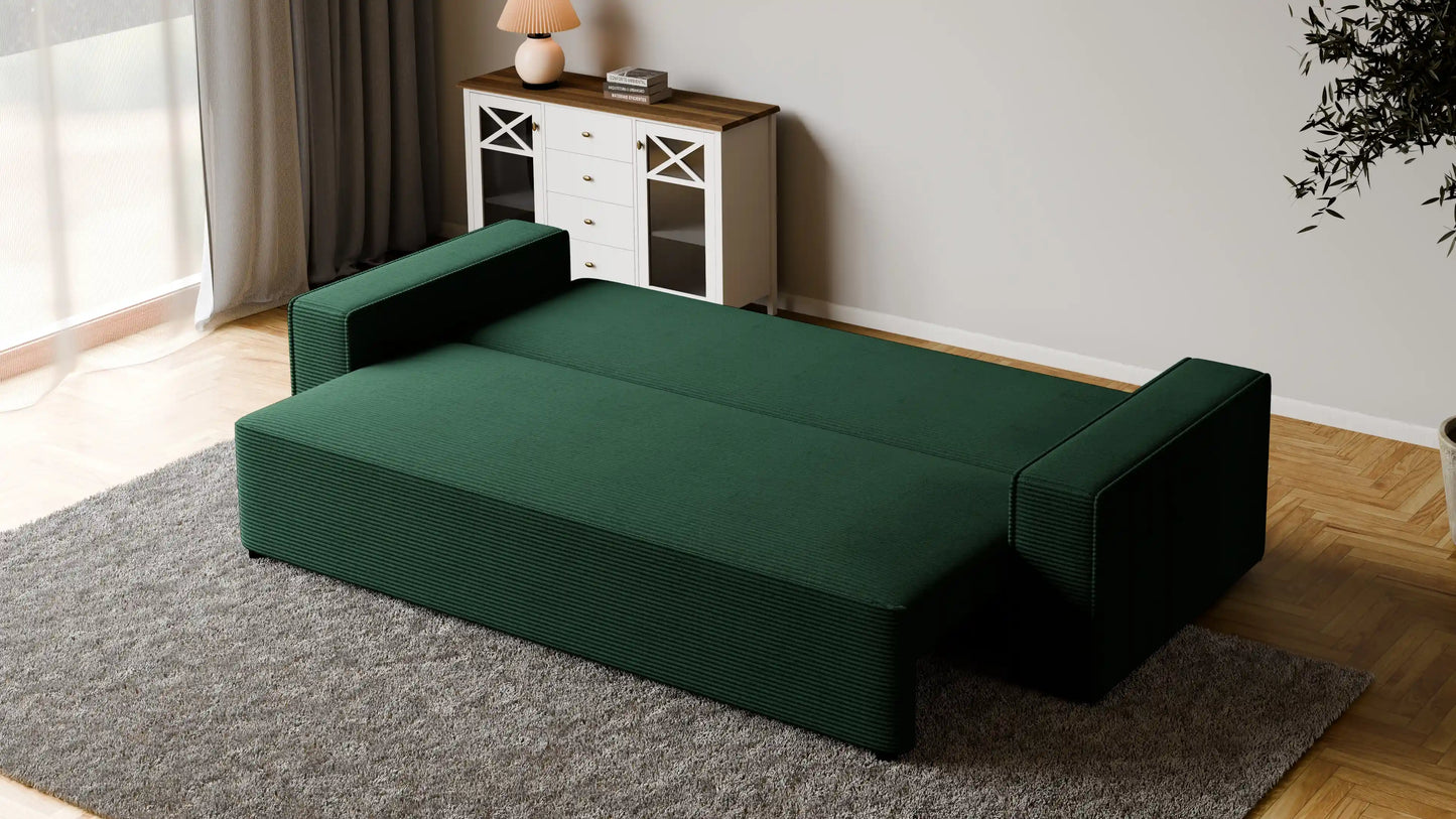 Sofa RENA 3-osobowa z funkcją spania sztruksowa
