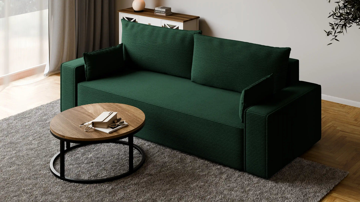 Sofa RENA 3-osobowa z funkcją spania sztruksowa