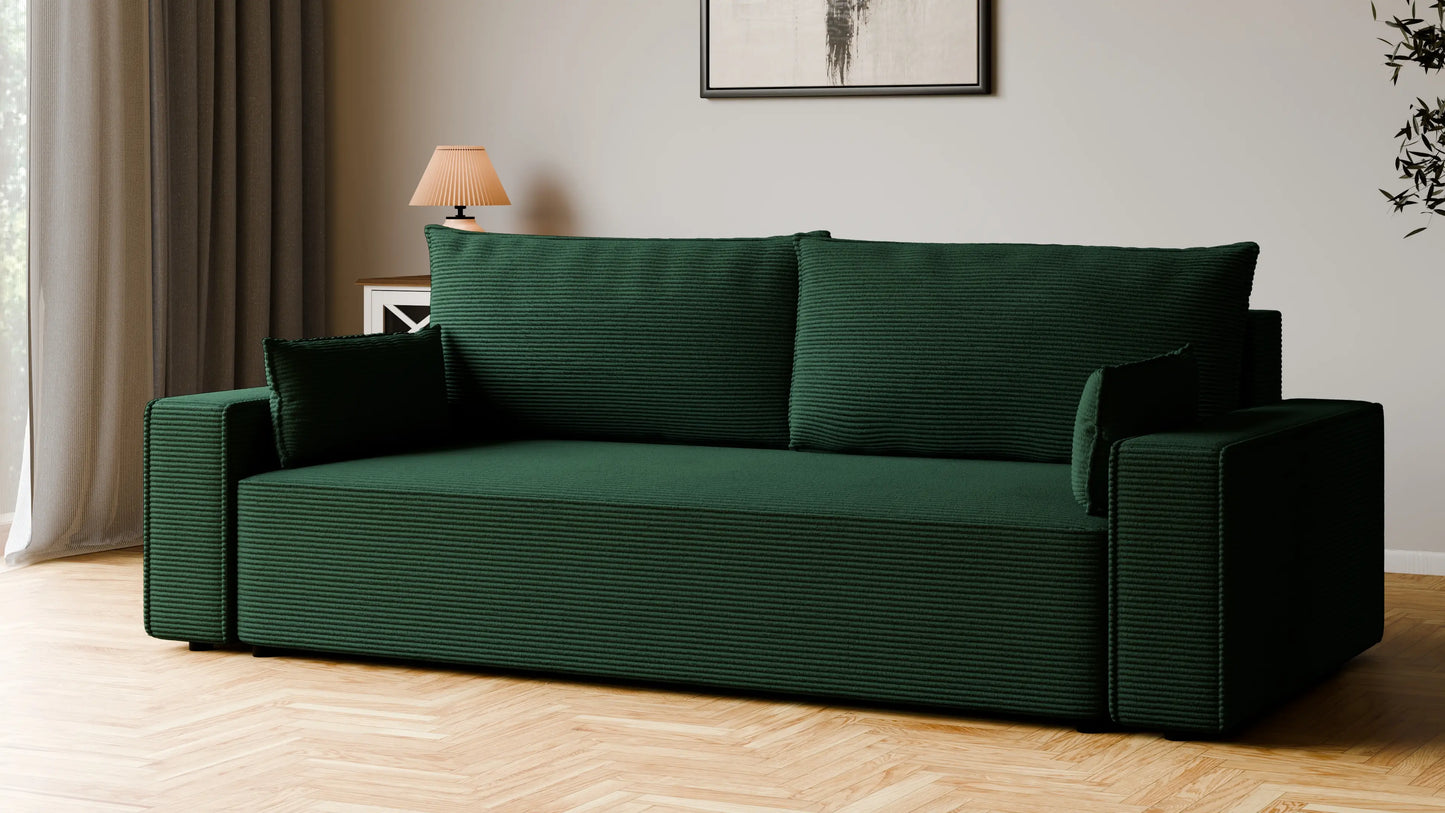Sofa RENA 3-osobowa z funkcją spania sztruksowa