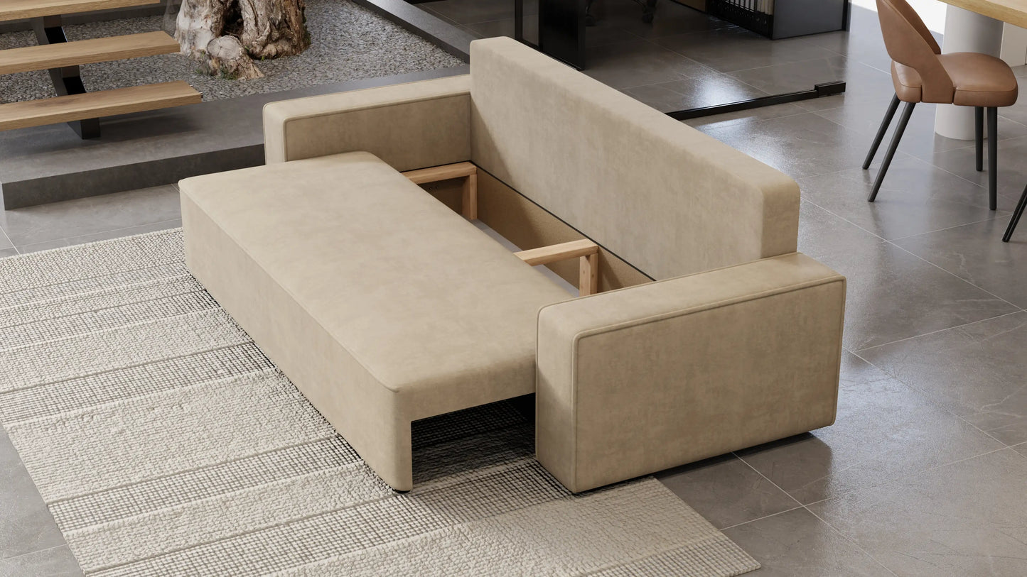 Sofa Lema 3-osobowa rozkładana z pojemnikiem tkanina hydrofobowa Velo