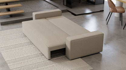Sofa Lema 3-osobowa z funkcją spania i pojemnikiem – tkanina Poso