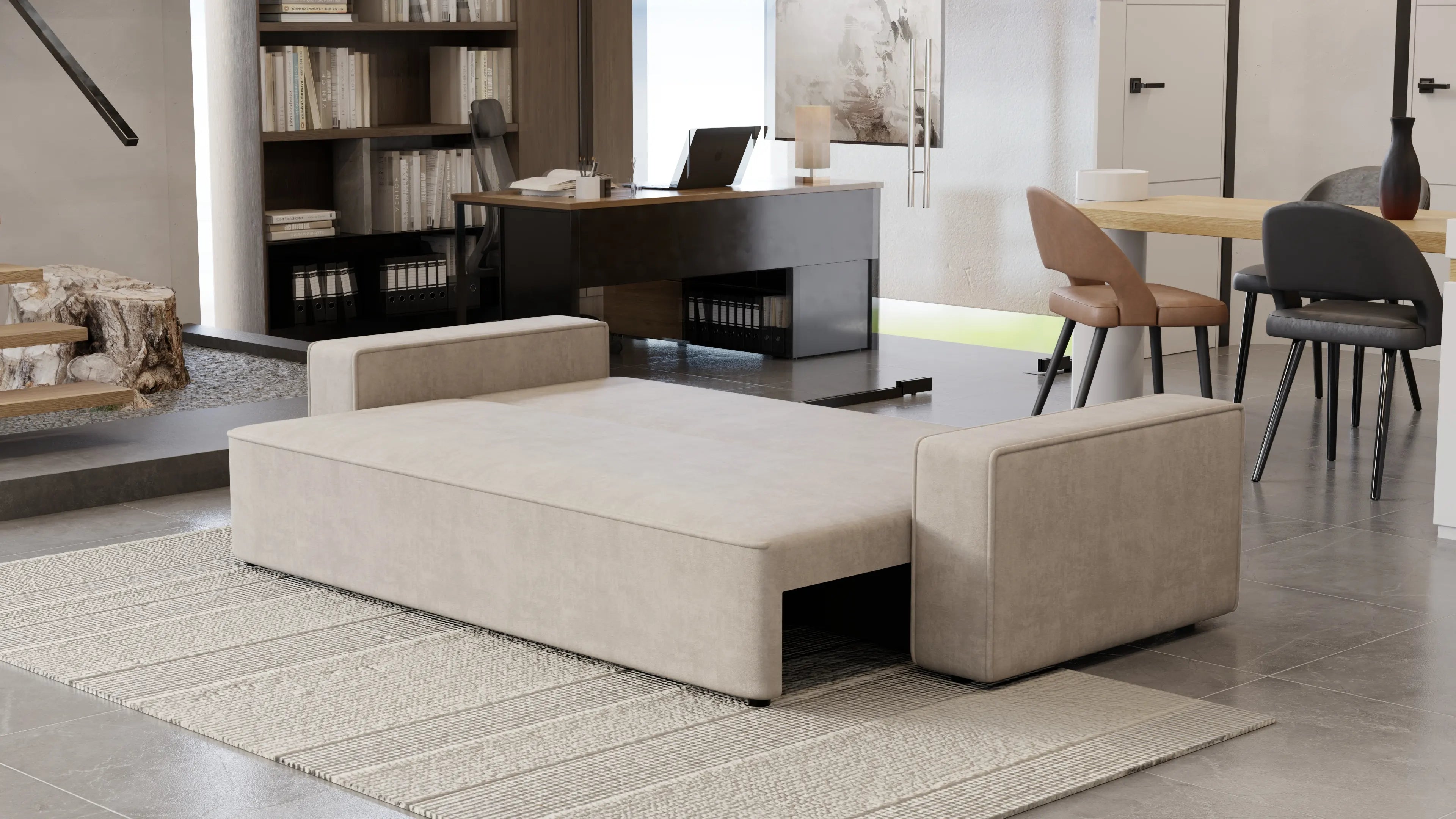 Sofa Lema 3-osobowa rozkładana z pojemnikiem tkanina hydrofobowa Velo