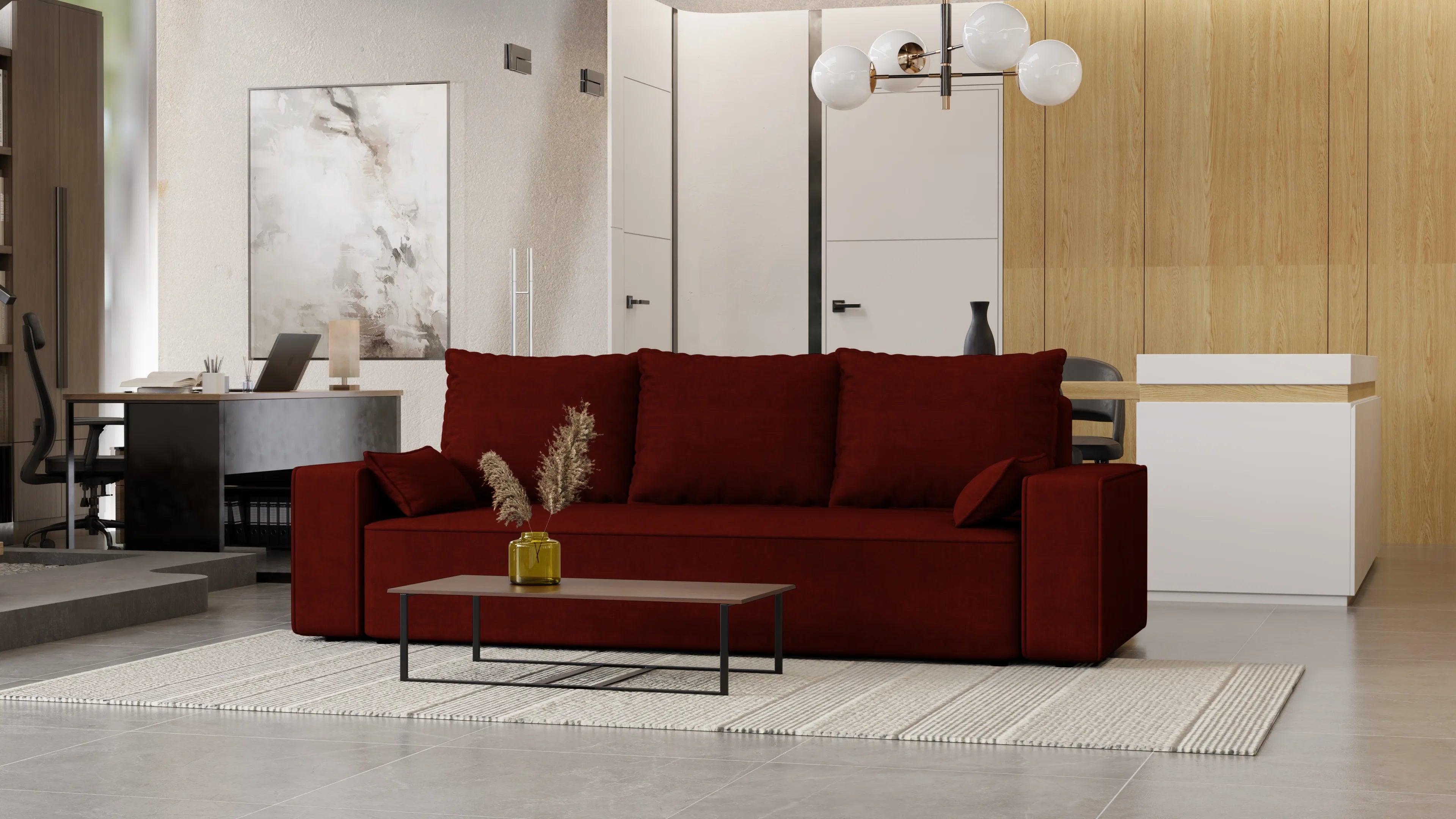 Sofa Lema 3-osobowa rozkładana z pojemnikiem tkanina hydrofobowa Velo