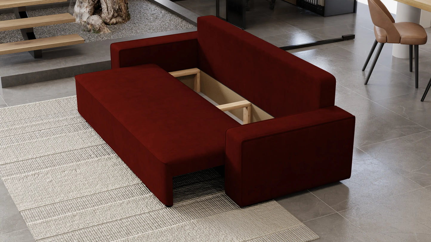 Sofa Lema 3-osobowa rozkładana z pojemnikiem tkanina hydrofobowa Velo