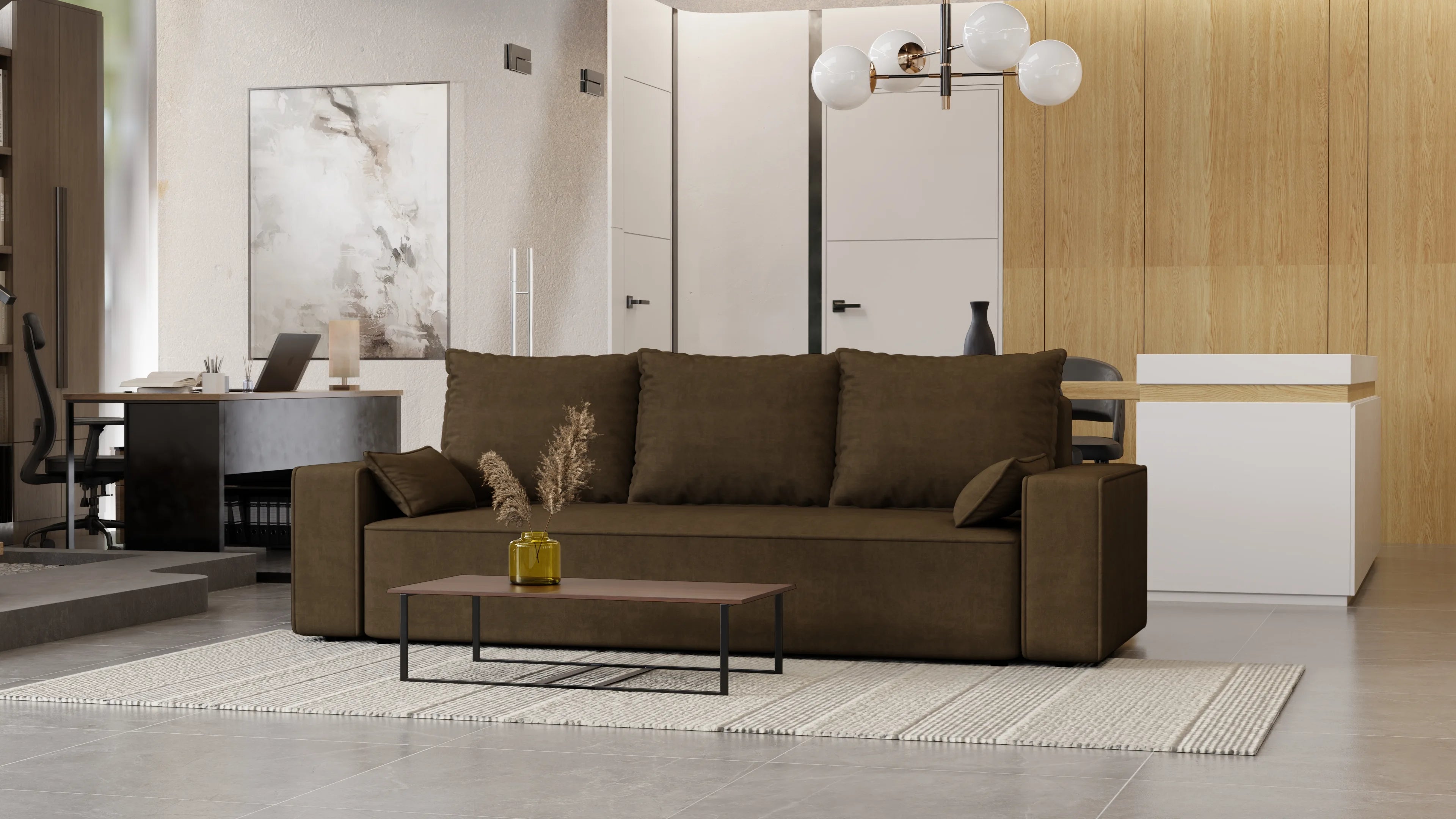 Sofa Lema 3-osobowa rozkładana z pojemnikiem tkanina hydrofobowa Velo