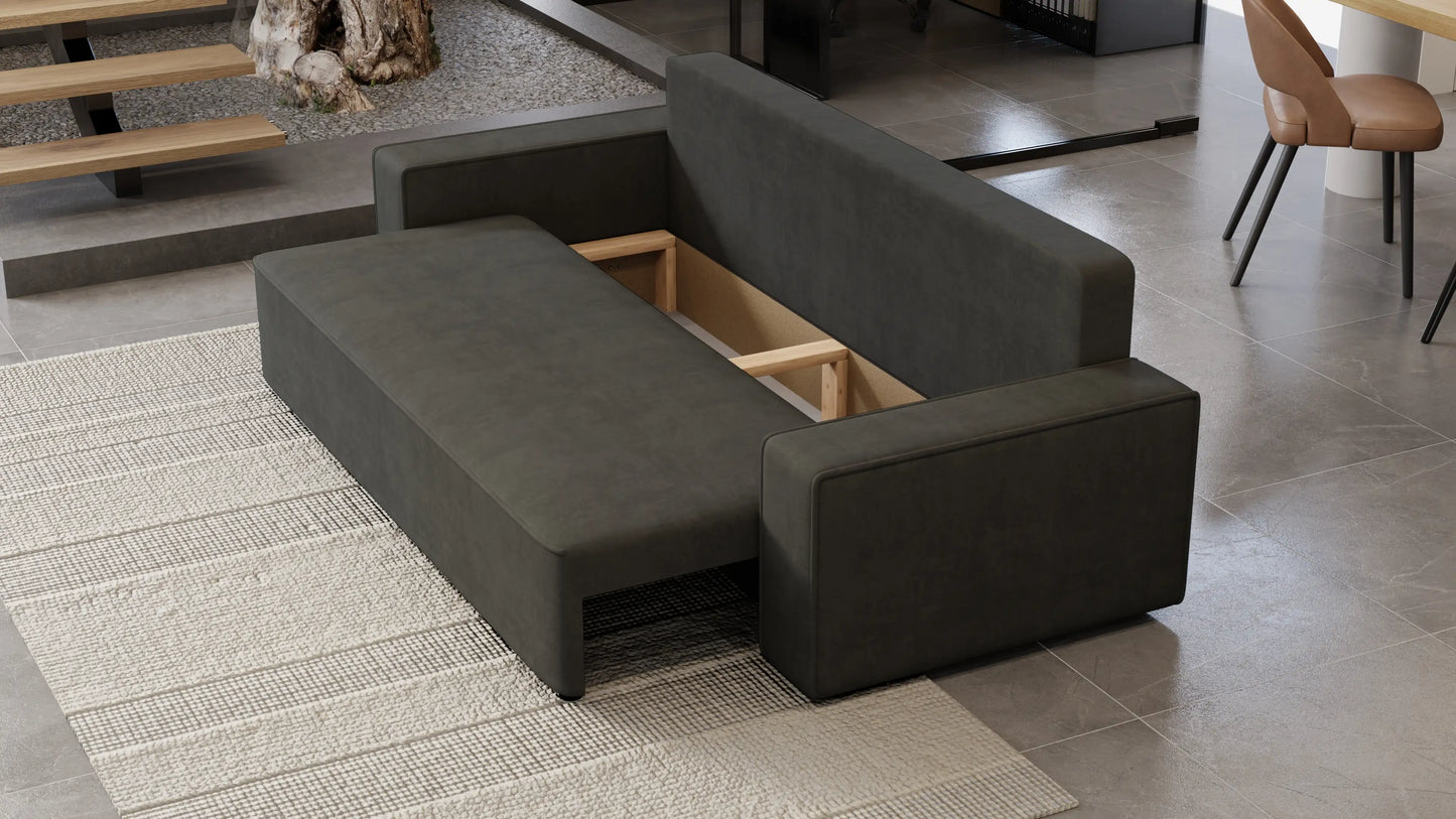 Sofa Lema 3-osobowa rozkładana z pojemnikiem tkanina hydrofobowa Velo