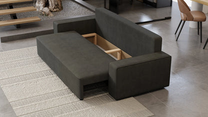 Sofa Lema 3-osobowa rozkładana z pojemnikiem tkanina hydrofobowa Velo