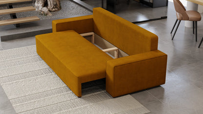 Sofa Lema 3-osobowa rozkładana z pojemnikiem tkanina hydrofobowa Velo