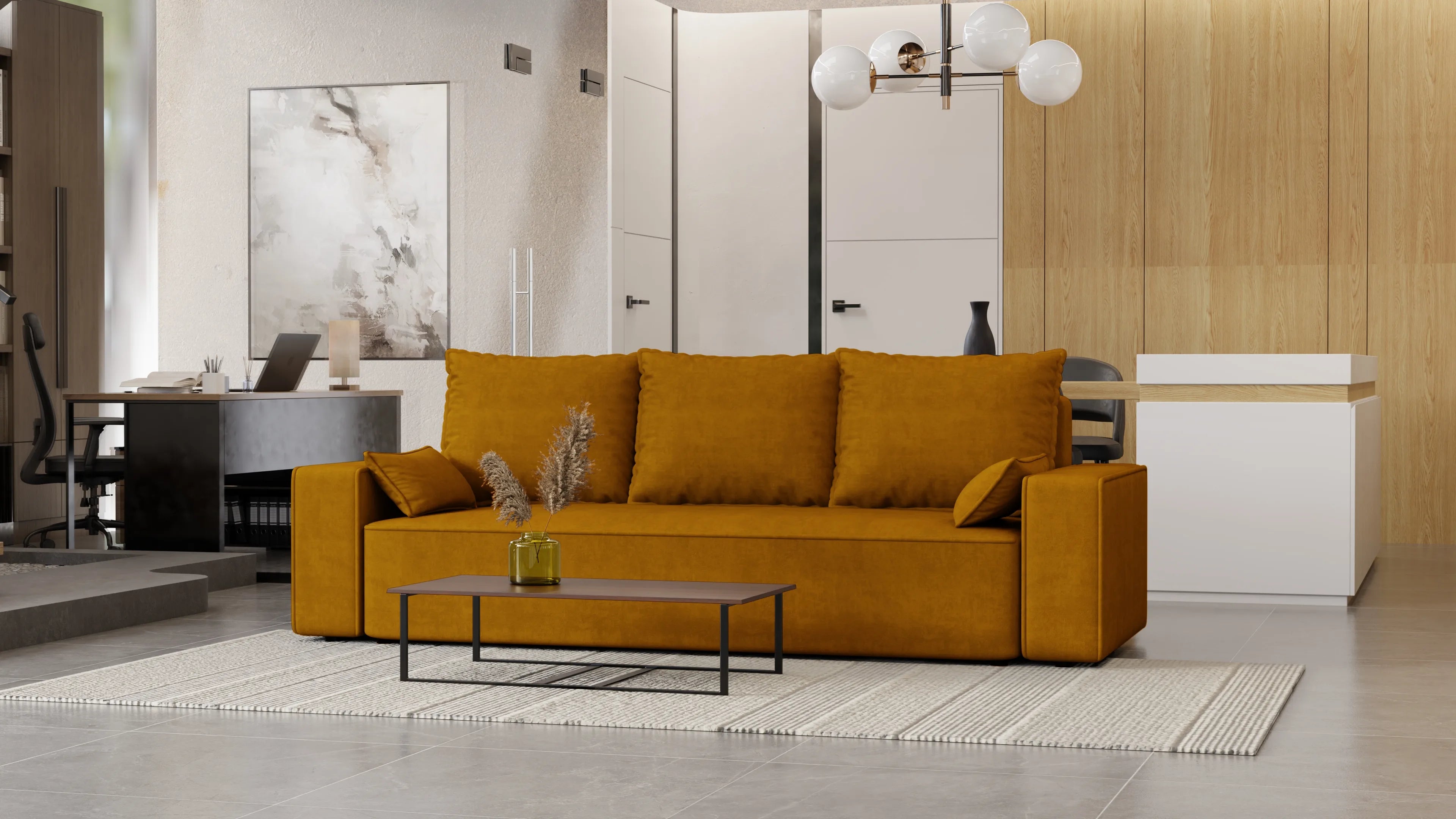 Sofa Lema 3-osobowa rozkładana z pojemnikiem tkanina hydrofobowa Velo