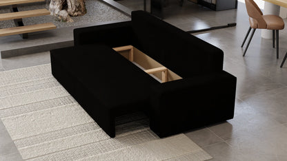 Sofa Lema 3-osobowa rozkładana z pojemnikiem tkanina hydrofobowa Velo