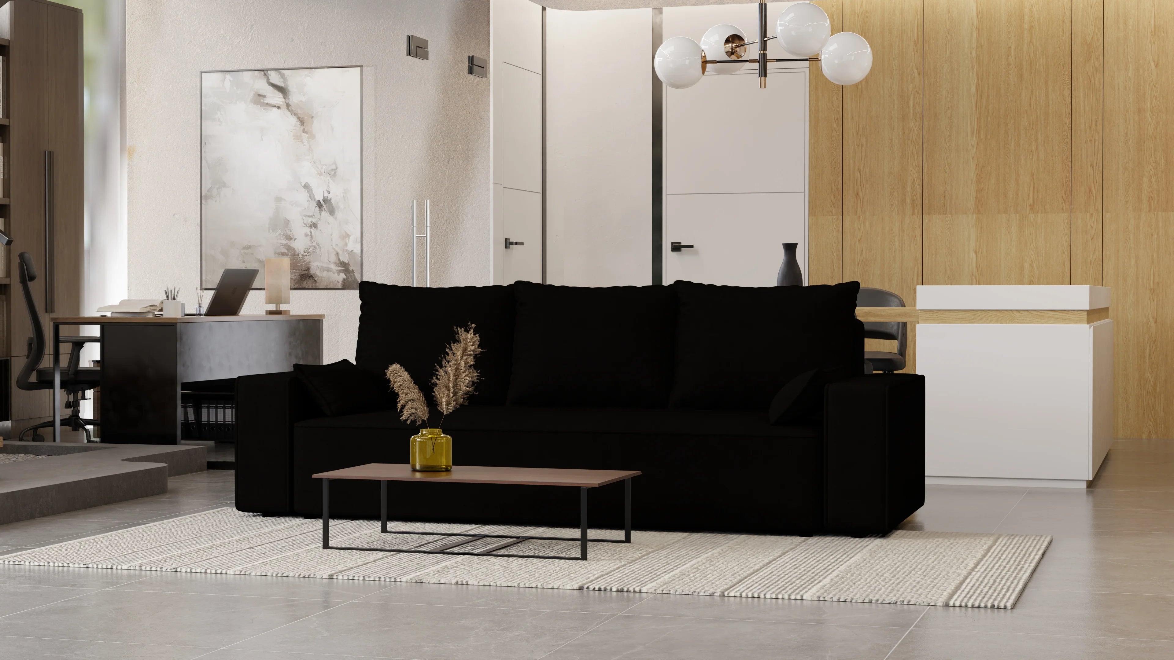 Sofa Lema 3-osobowa rozkładana z pojemnikiem tkanina hydrofobowa Velo