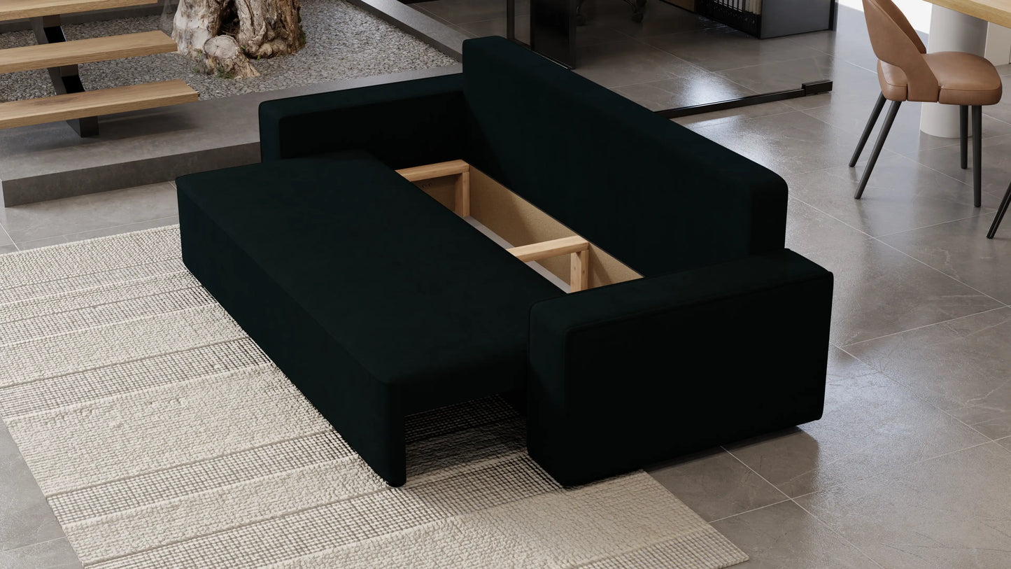 Sofa Lema 3-osobowa rozkładana z pojemnikiem tkanina hydrofobowa Velo