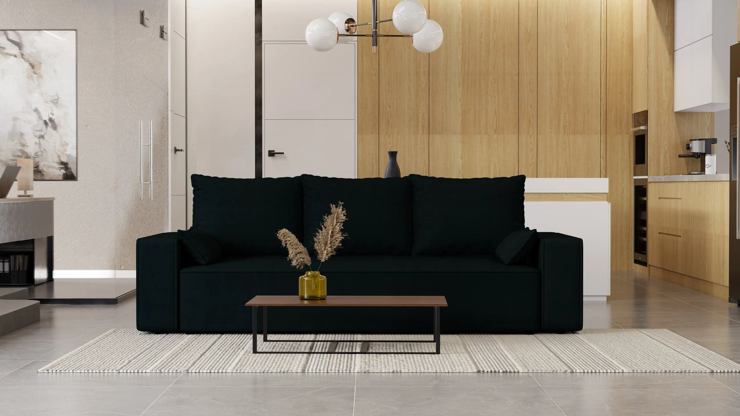 Sofa Lema 3-osobowa rozkładana z pojemnikiem tkanina hydrofobowa Velo