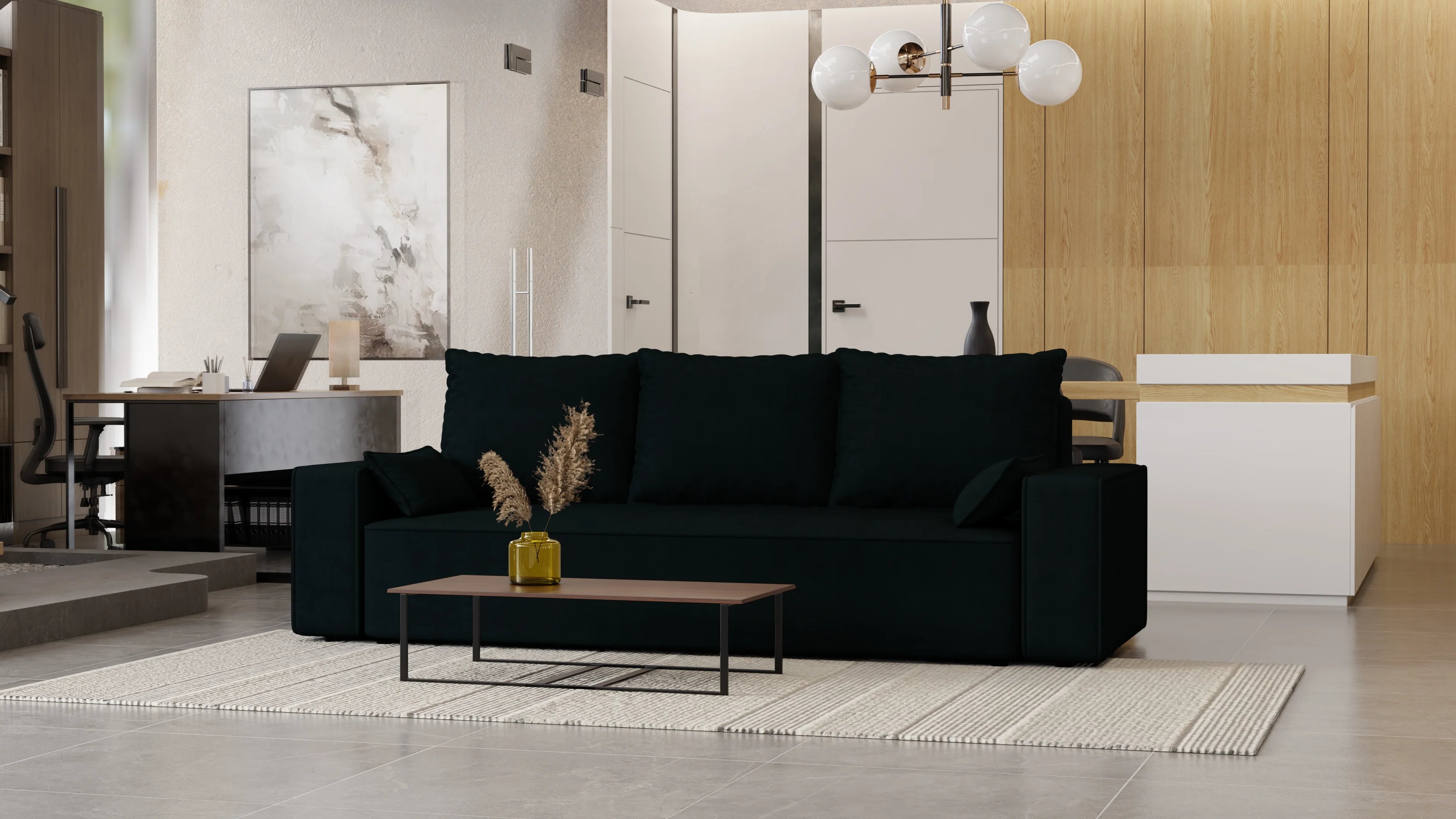 Sofa Lema 3-osobowa rozkładana z pojemnikiem tkanina hydrofobowa Velo