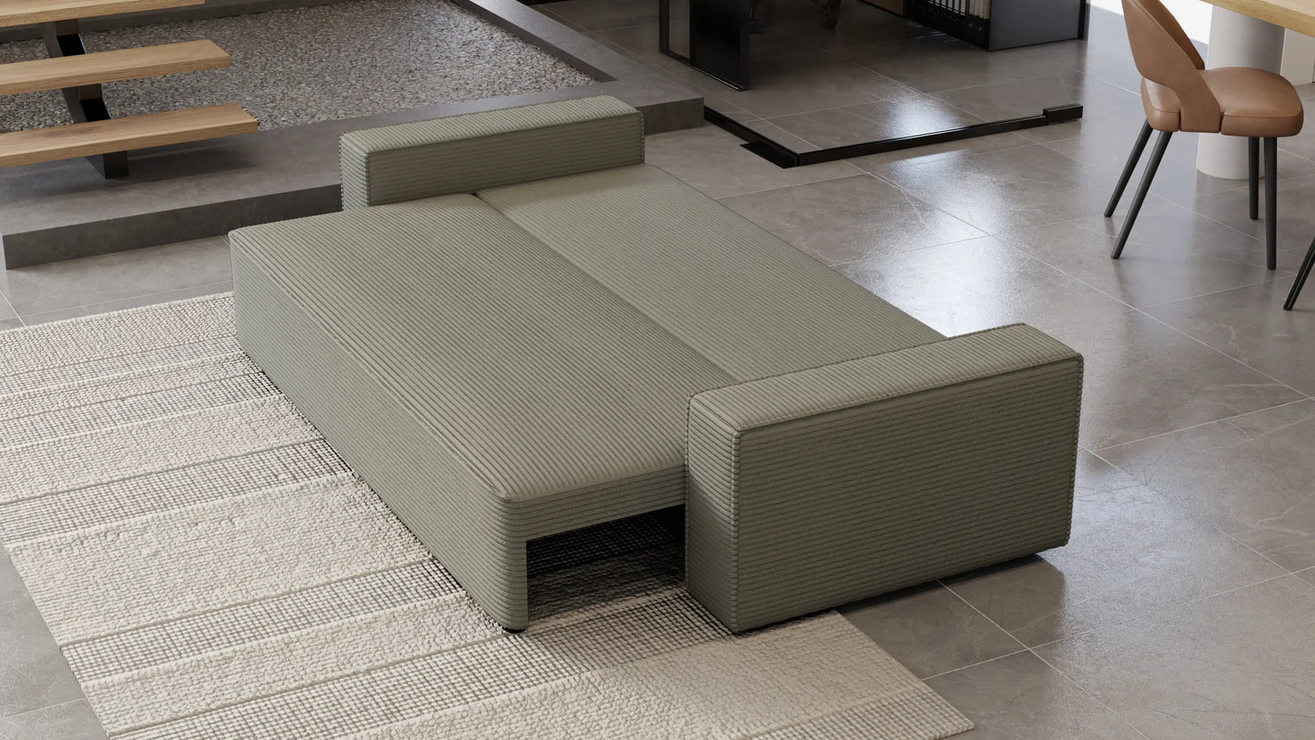 Sofa Lema 3-osobowa z funkcją spania i pojemnikiem – tkanina Poso