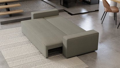 Sofa Lema 3-osobowa z funkcją spania i pojemnikiem – tkanina Poso