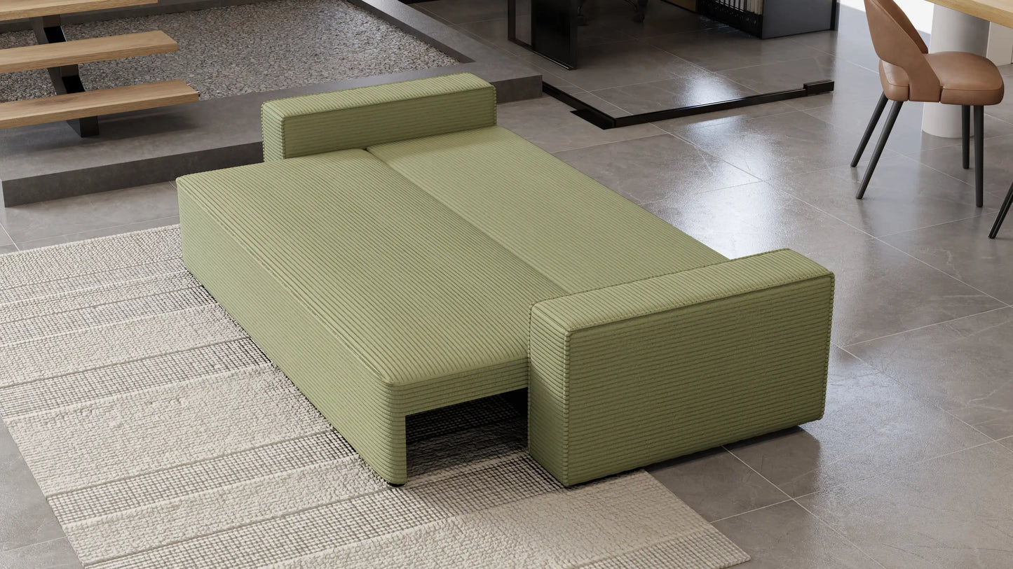 Sofa Lema 3-osobowa z funkcją spania i pojemnikiem – tkanina Poso