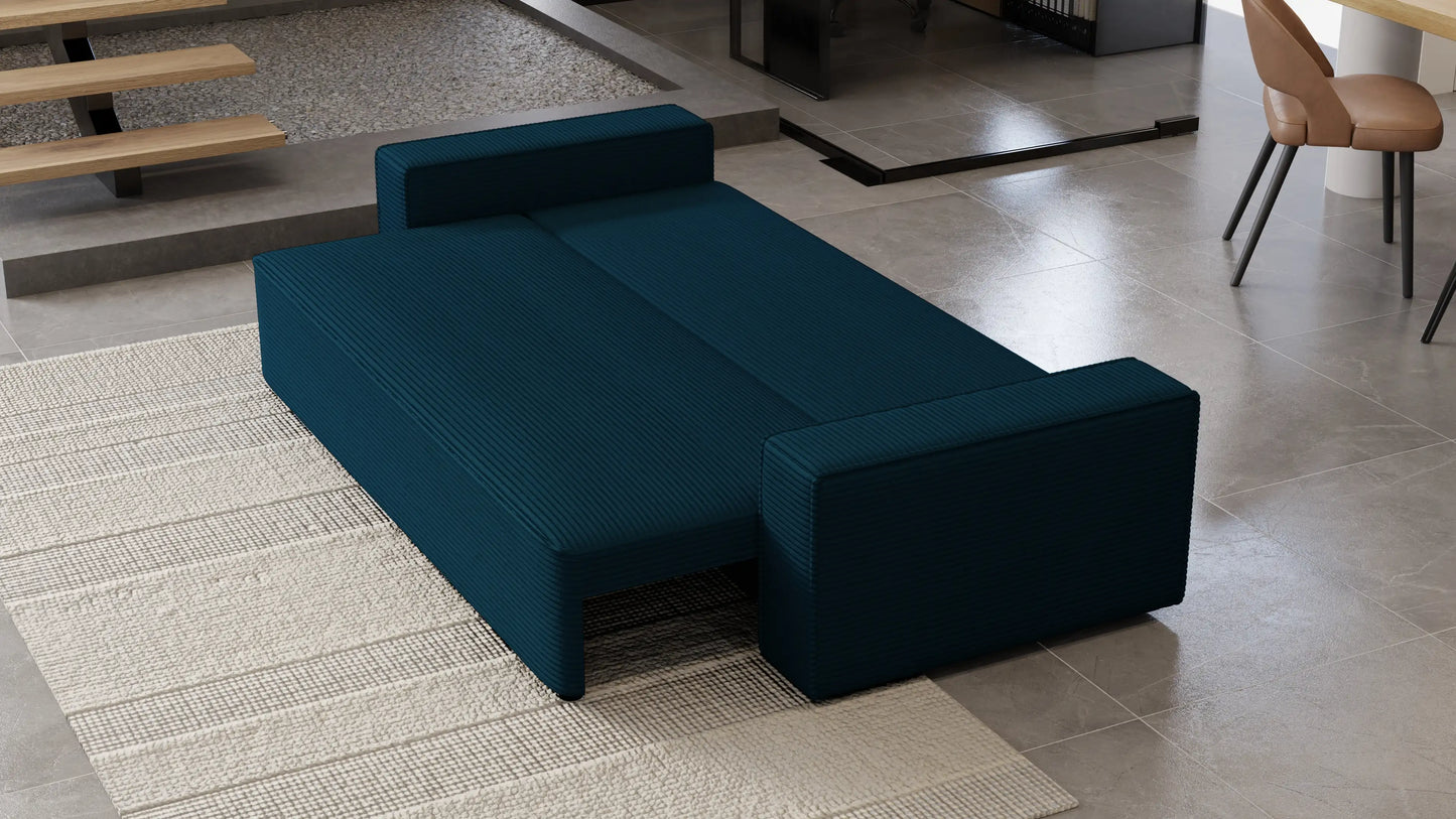 Sofa Lema 3-osobowa z funkcją spania i pojemnikiem – tkanina Poso