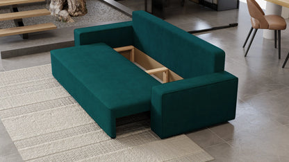Sofa Lema 3-osobowa rozkładana z pojemnikiem tkanina hydrofobowa Velo