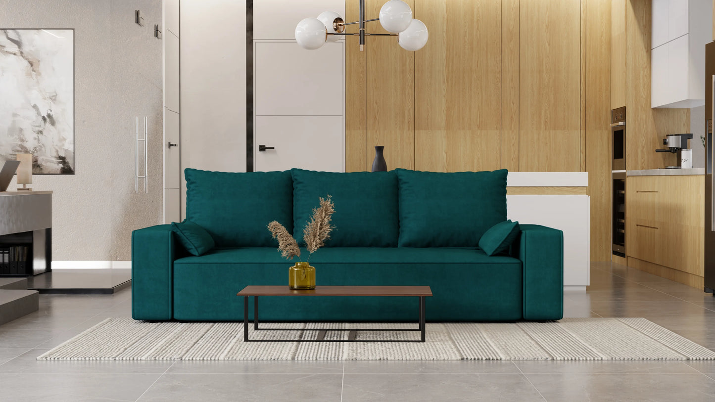 Sofa Lema 3-osobowa rozkładana z pojemnikiem tkanina hydrofobowa Velo