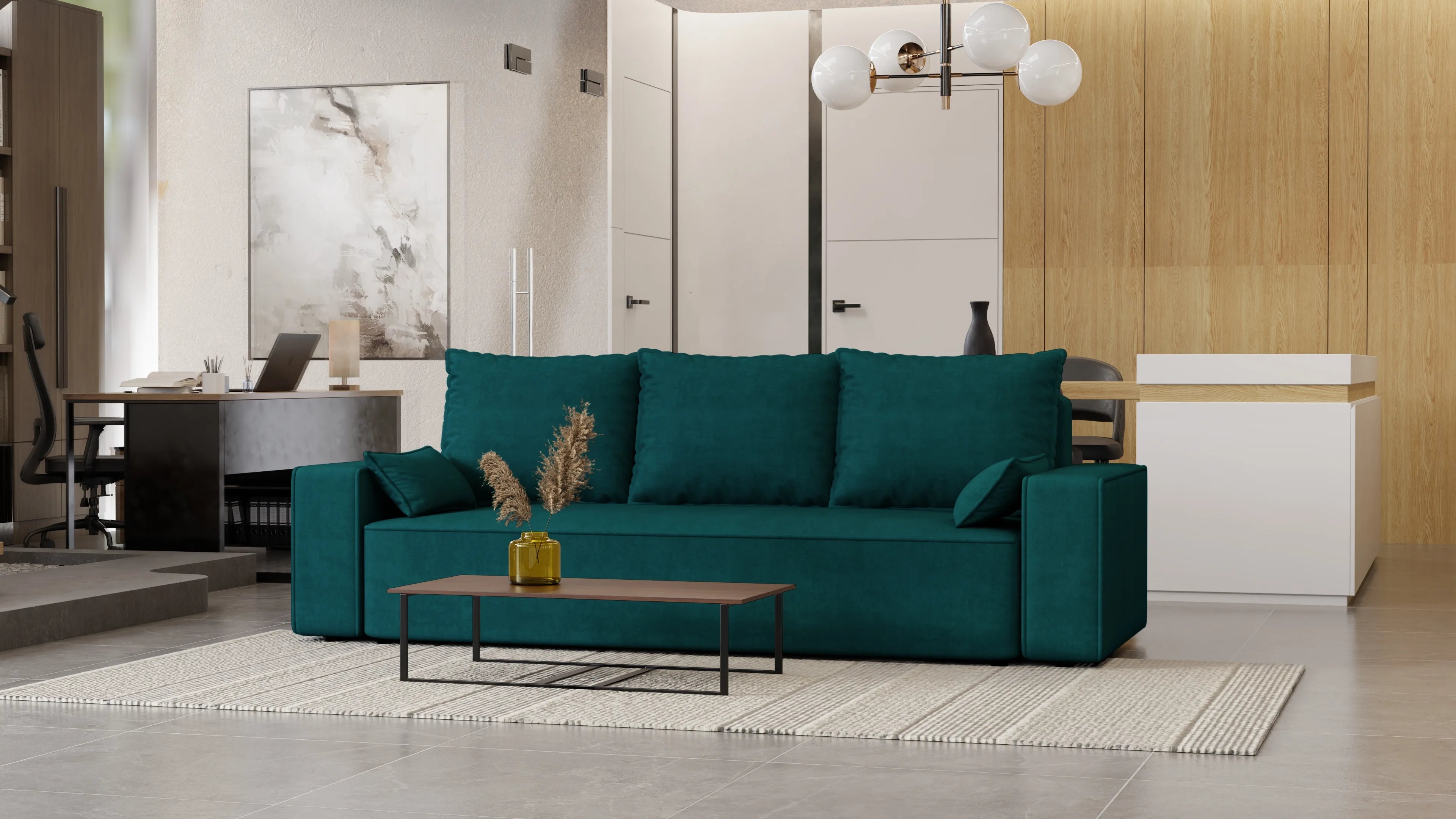 Sofa Lema 3-osobowa rozkładana z pojemnikiem tkanina hydrofobowa Velo