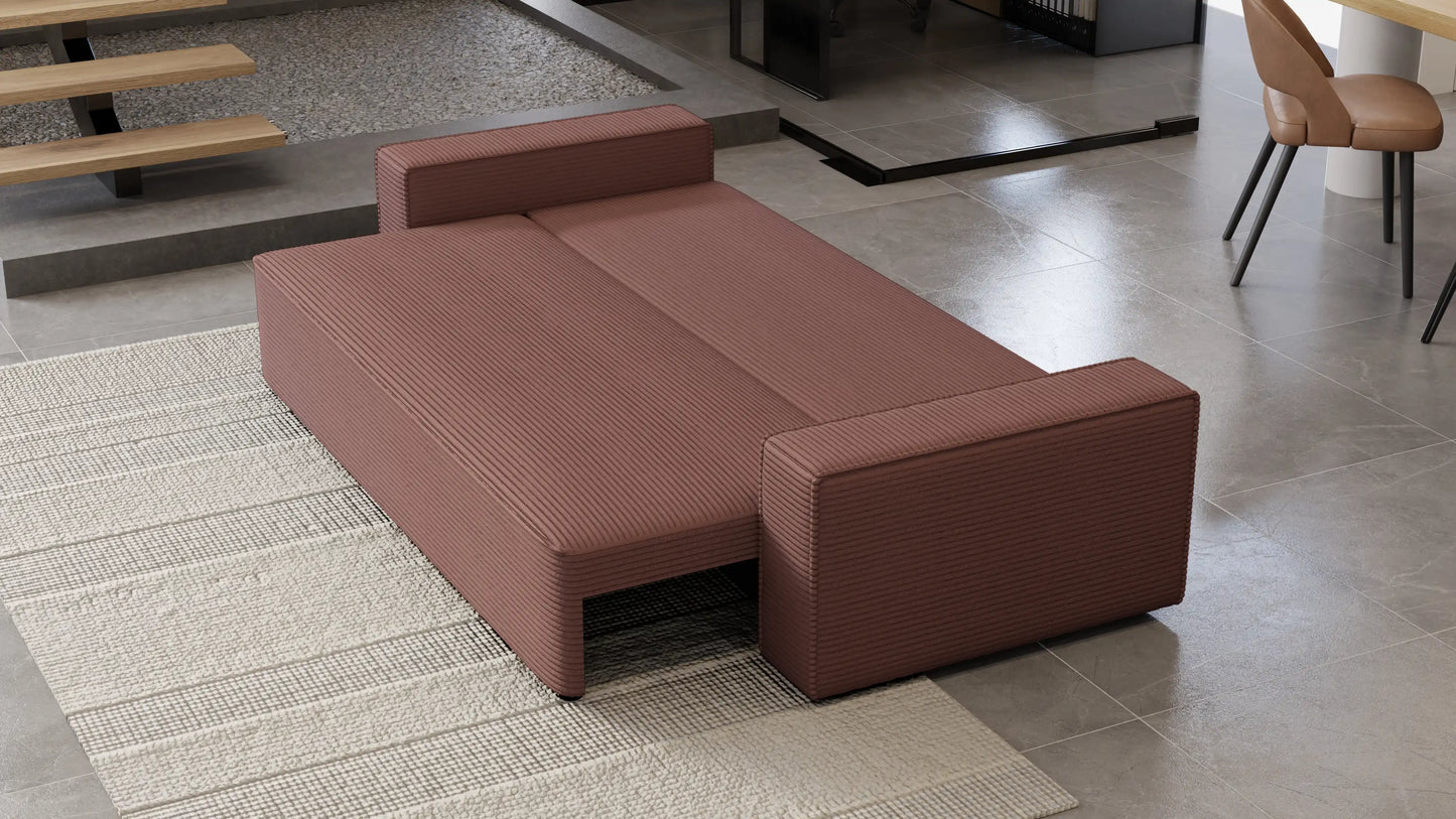 Sofa Lema 3-osobowa z funkcją spania i pojemnikiem – tkanina Poso