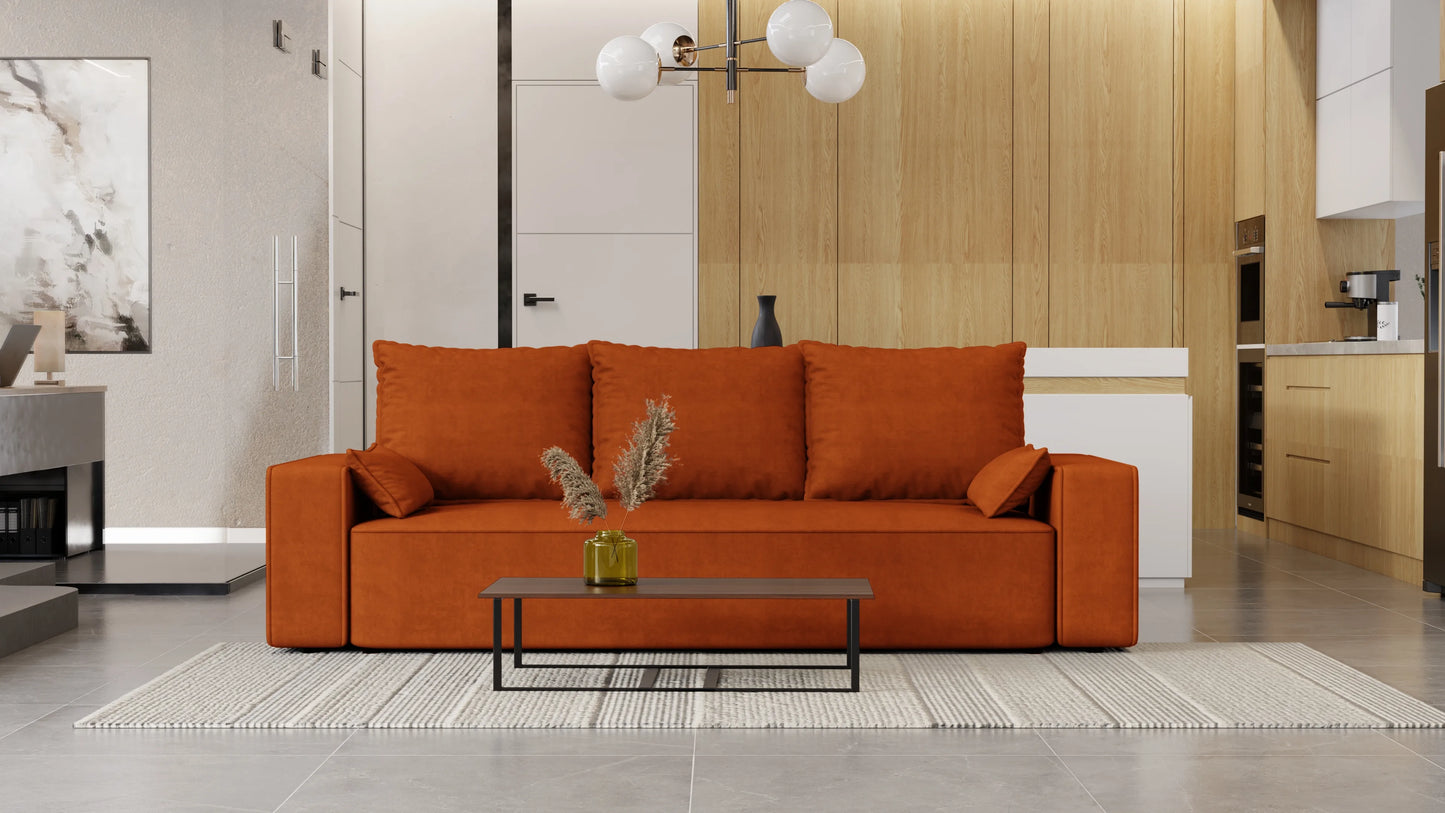 Sofa Lema 3-osobowa rozkładana z pojemnikiem tkanina hydrofobowa Velo
