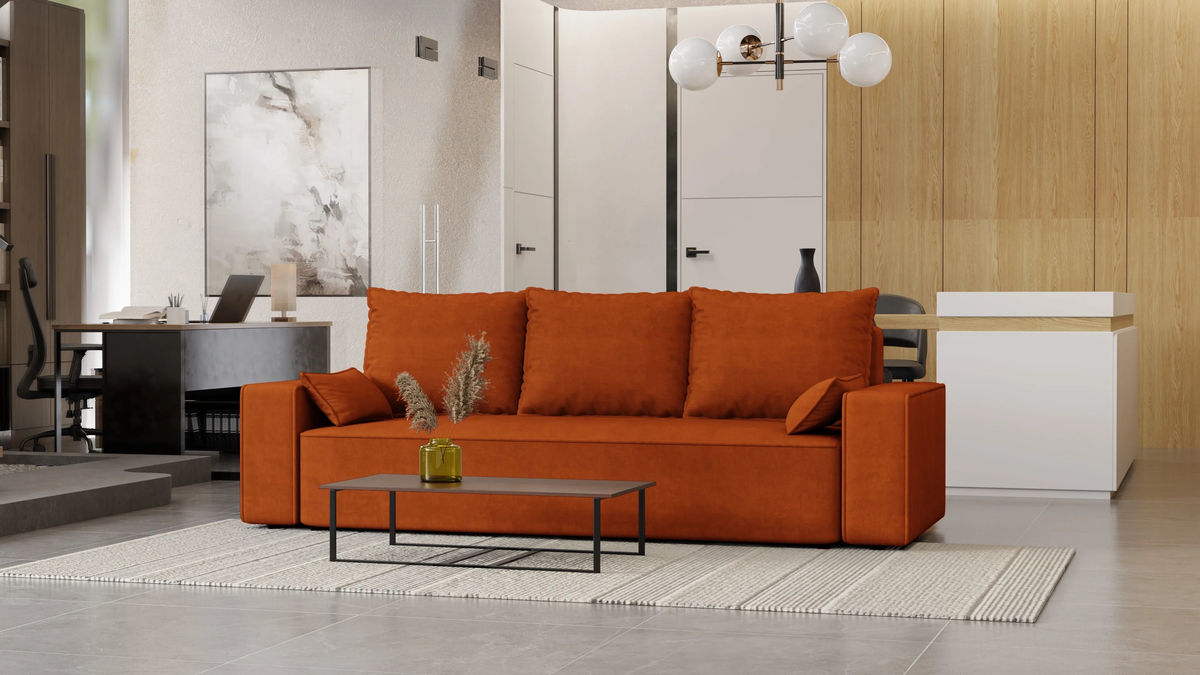 Sofa Lema 3-osobowa rozkładana z pojemnikiem tkanina hydrofobowa Velo