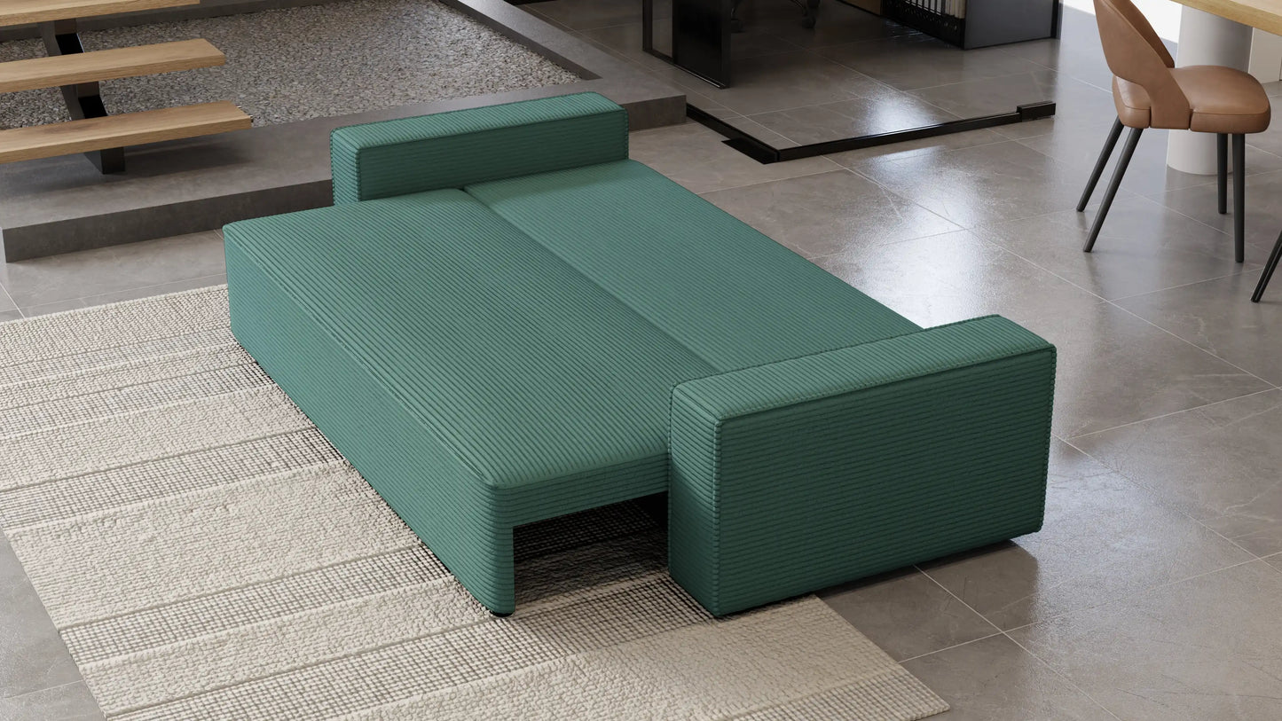 Sofa Lema 3-osobowa z funkcją spania i pojemnikiem – tkanina Poso