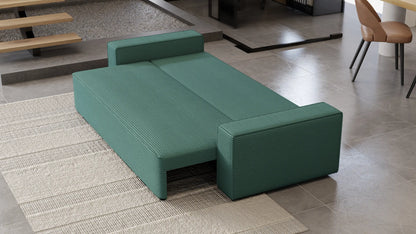 Sofa Lema 3-osobowa z funkcją spania i pojemnikiem – tkanina Poso