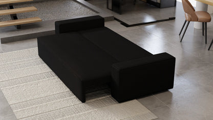 Sofa Lema 3-osobowa z funkcją spania i pojemnikiem – tkanina Poso