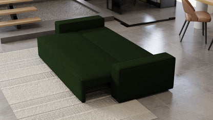 Sofa Lema 3-osobowa z funkcją spania i pojemnikiem – tkanina Poso