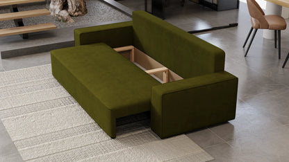 Sofa Lema 3-osobowa rozkładana z pojemnikiem tkanina hydrofobowa Velo