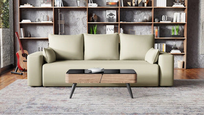 Sofa Loren 3-osobowa wolnostojąca – Onega łatwoczyszcząca, pojemnik, spanie