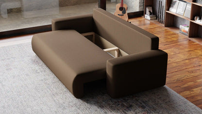 Sofa Loren 3-osobowa wolnostojąca – Onega łatwoczyszcząca, pojemnik, spanie