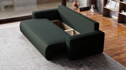 Sofa Loren 3-osobowa wolnostojąca – Onega łatwoczyszcząca, pojemnik, spanie