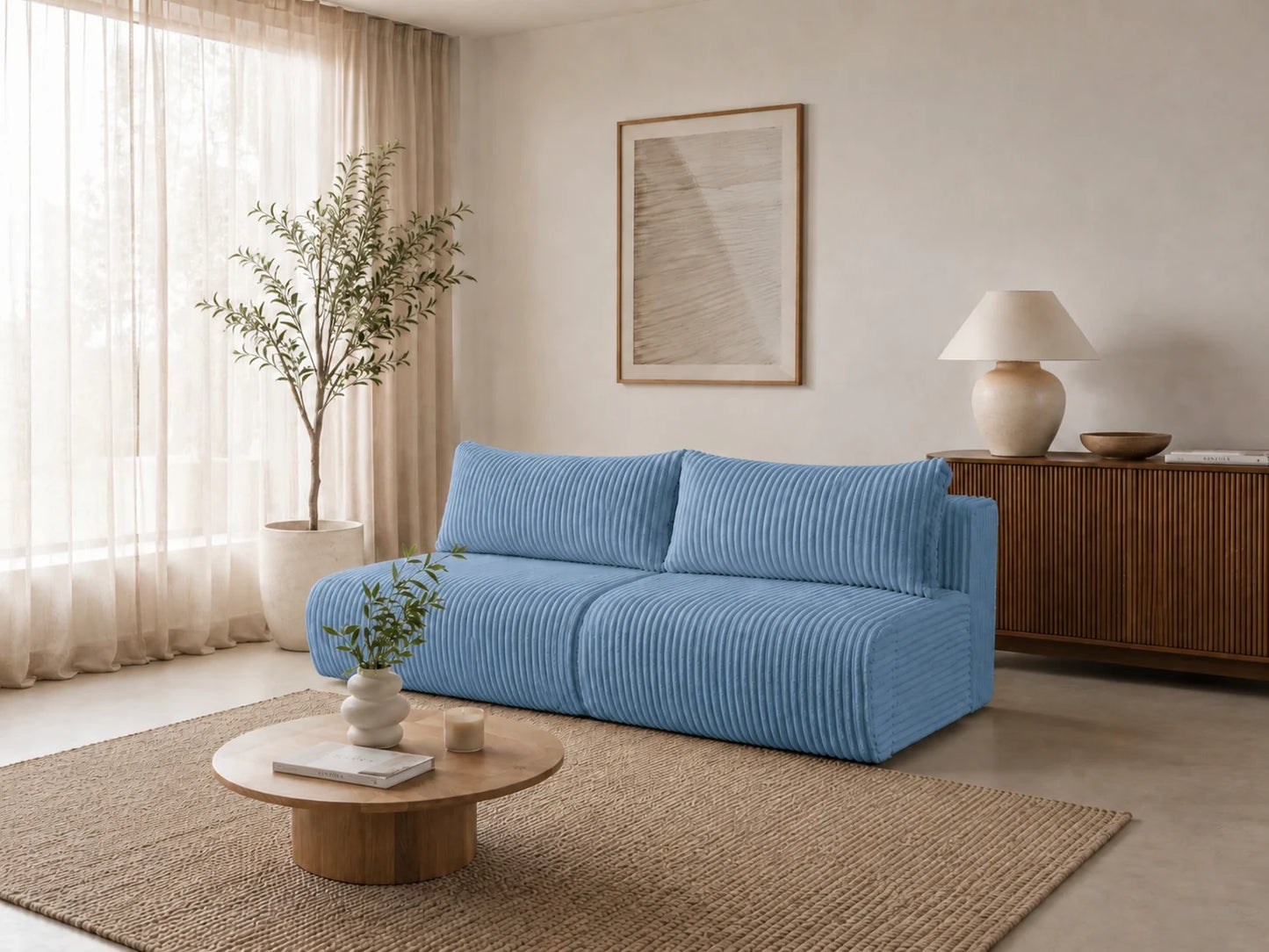 Sofa Loren 200 cm z funkcją spania – gruby sztruks Ambience