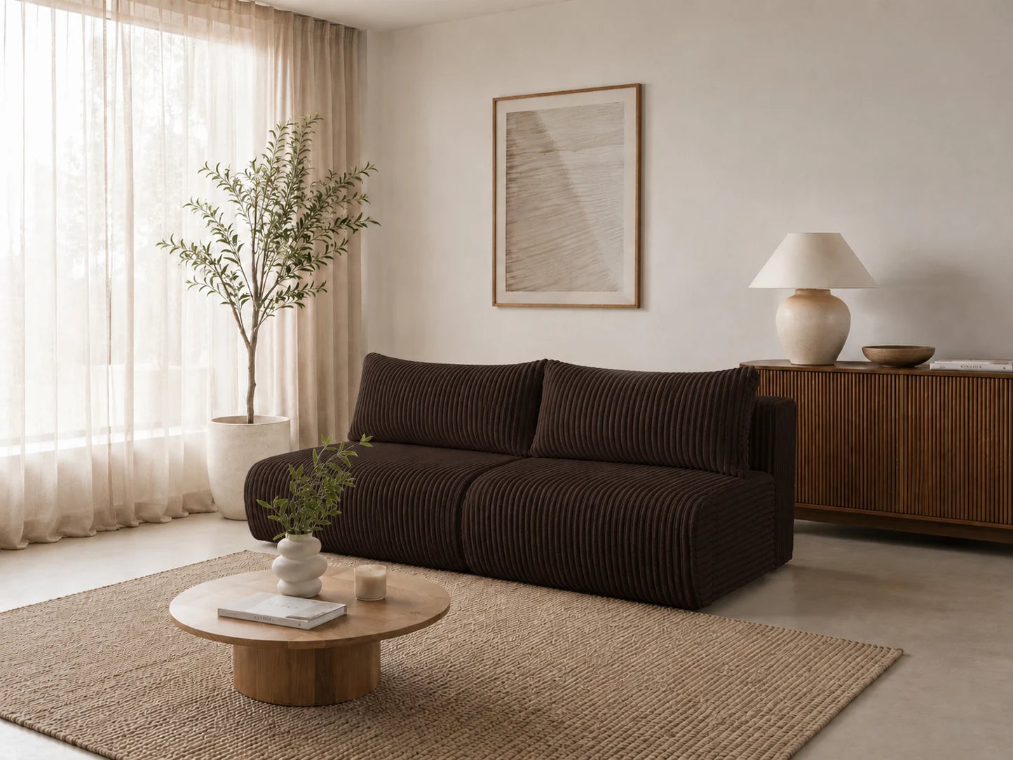Sofa Loren 200 cm z funkcją spania – gruby sztruks Ambience