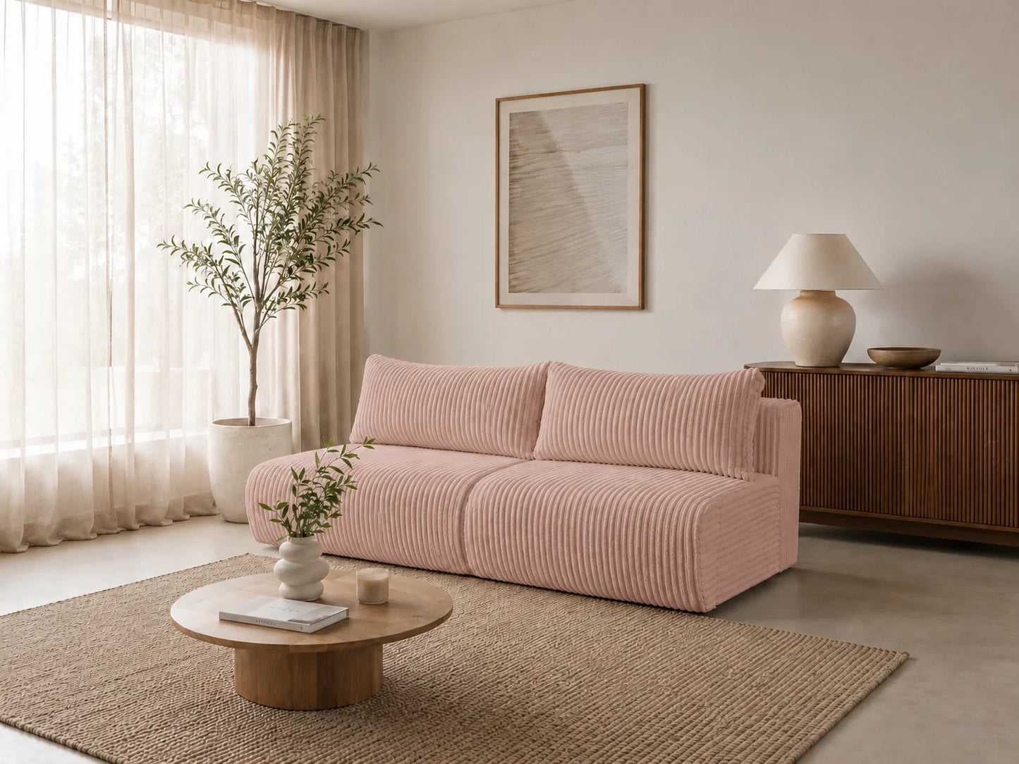 Sofa Loren 200 cm z funkcją spania – gruby sztruks Ambience