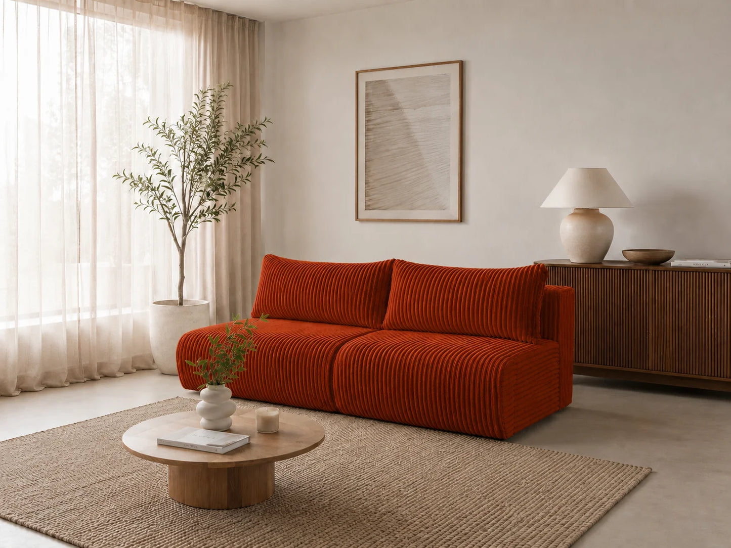 Sofa Loren 200 cm z funkcją spania – gruby sztruks Ambience